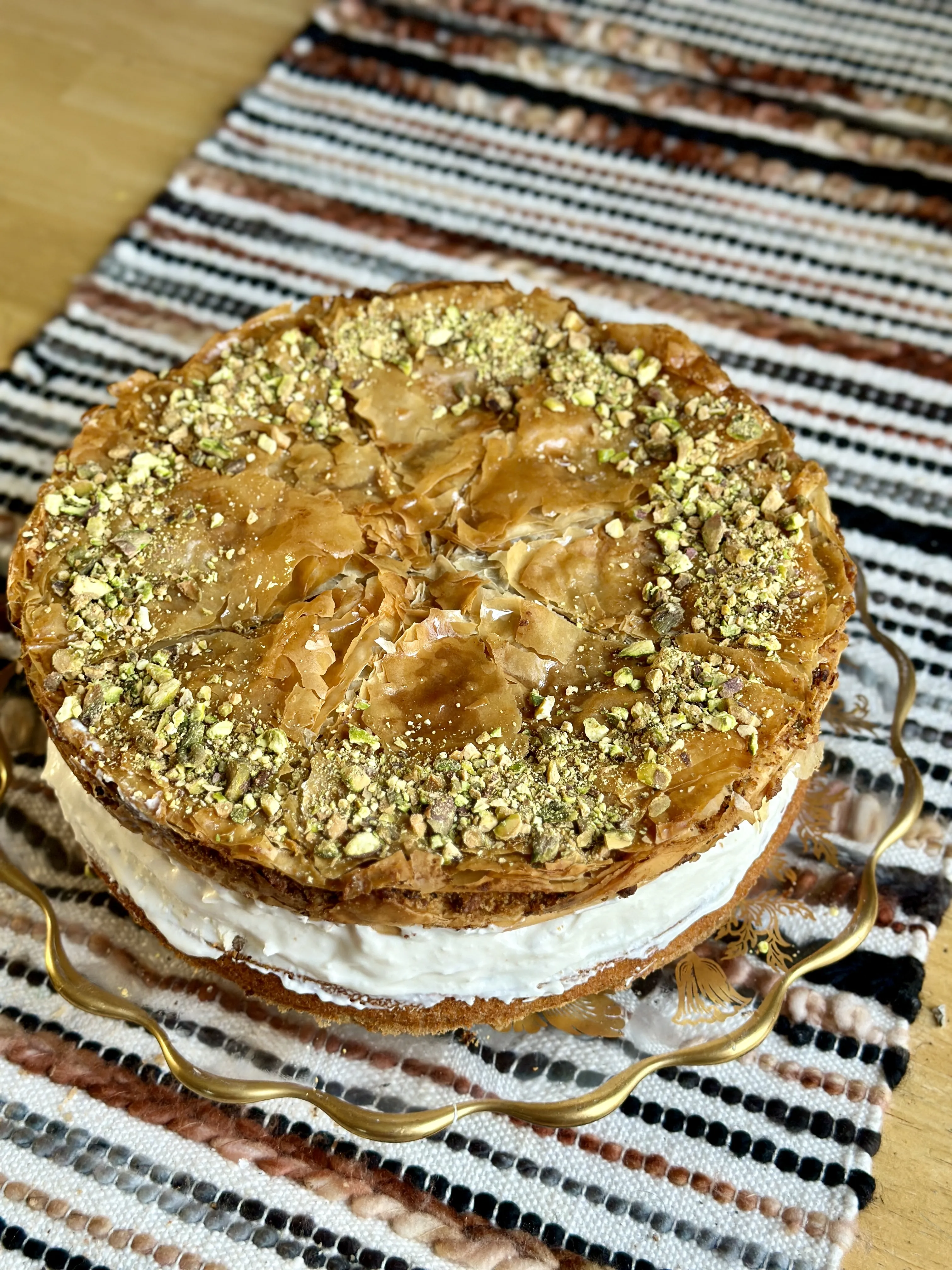 Saffron & Pistachio Baklava Cake