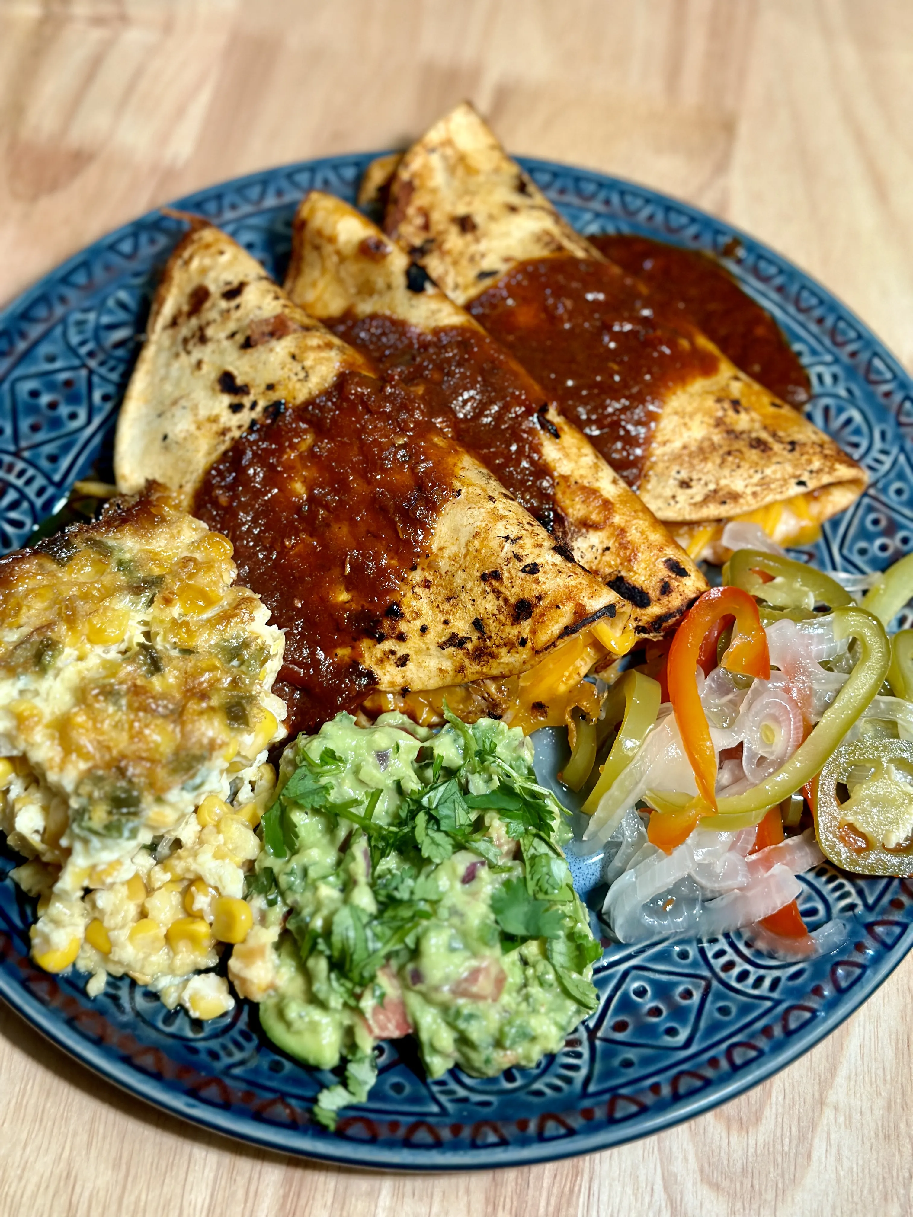 Birria Tacos, Corn Pudding, and Pickled Vegetables
