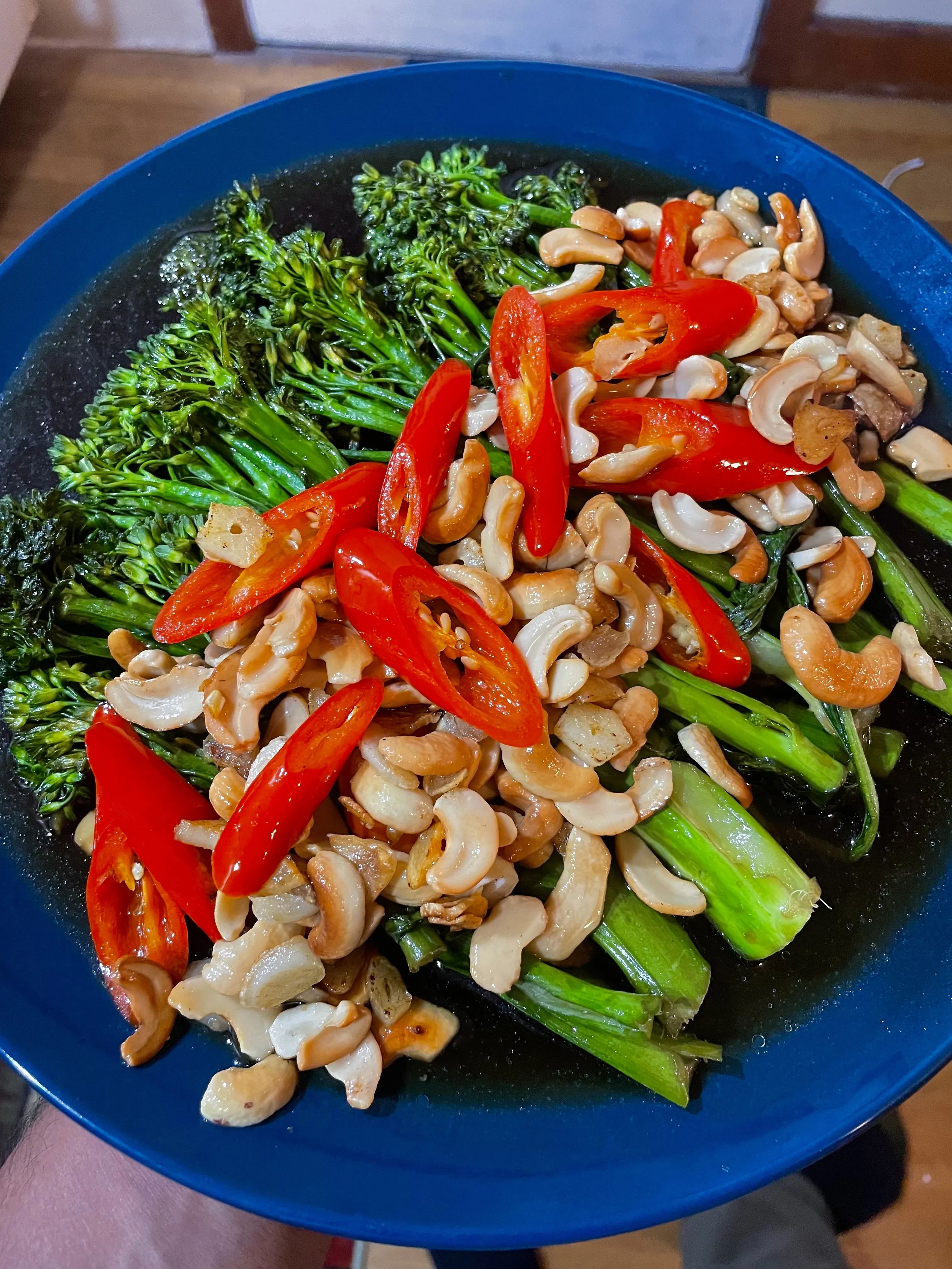 Broccolini with Cashews and Chili