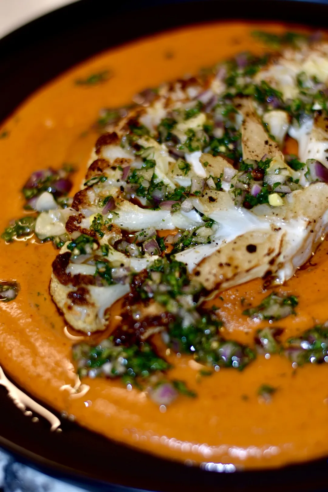 Roasted Cauliflower with Romanesco Sauce<