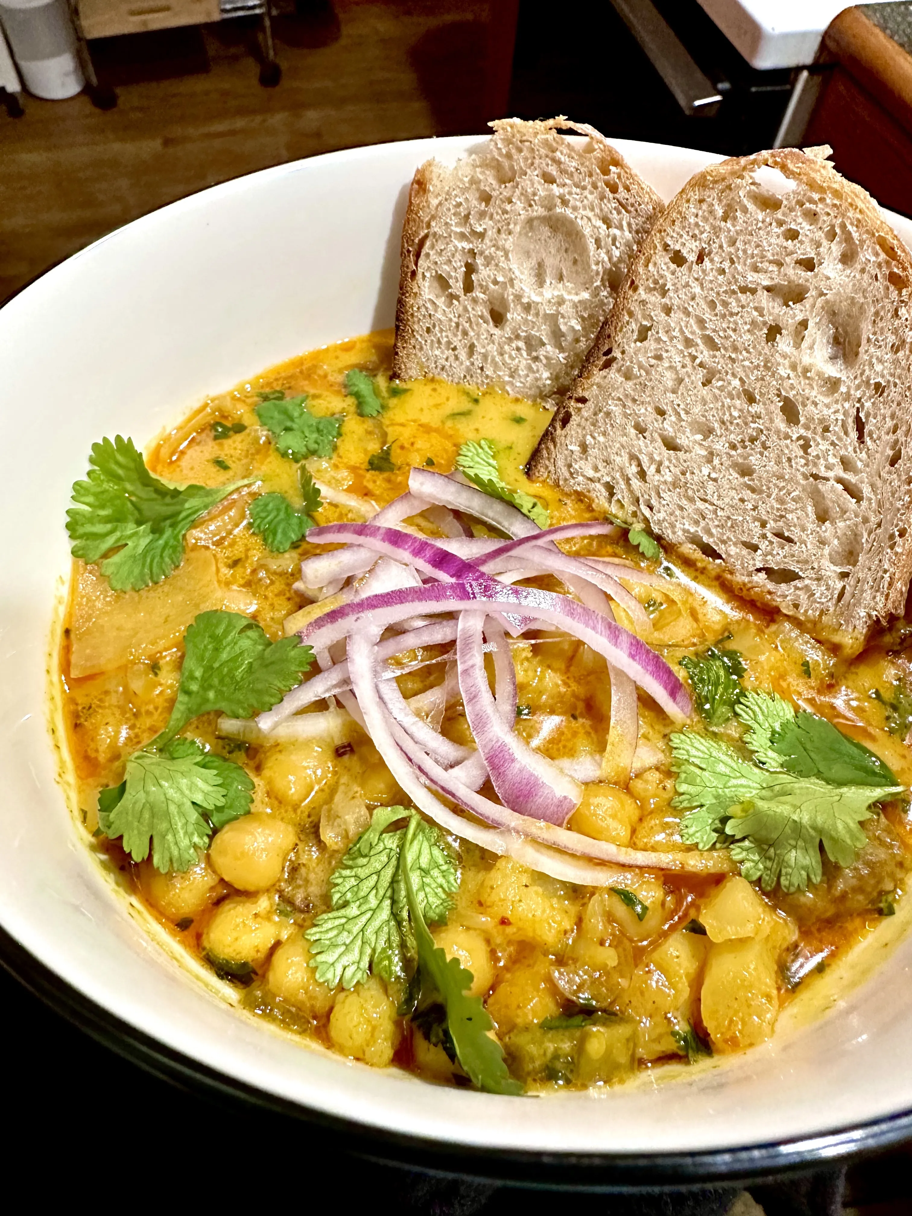Chickpea Curry with Homemade Sourdough