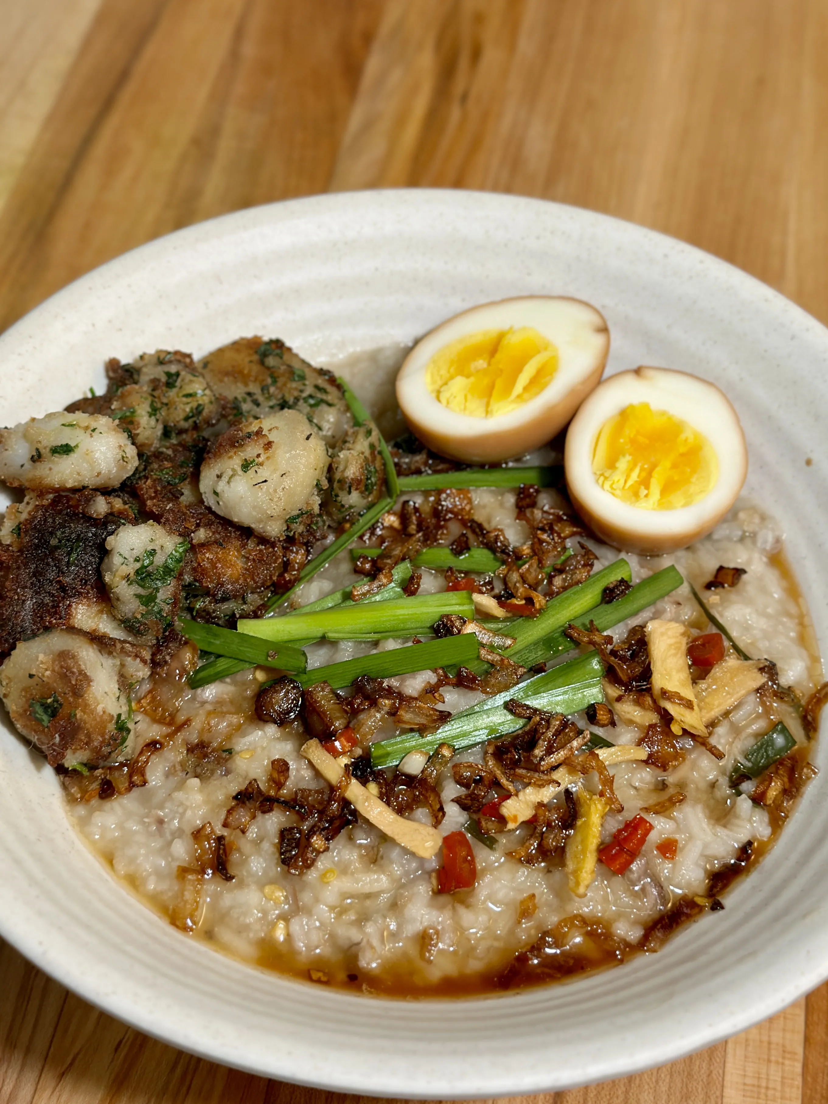 Duck Congee with Crispy Potato with Rendered Duck Fat