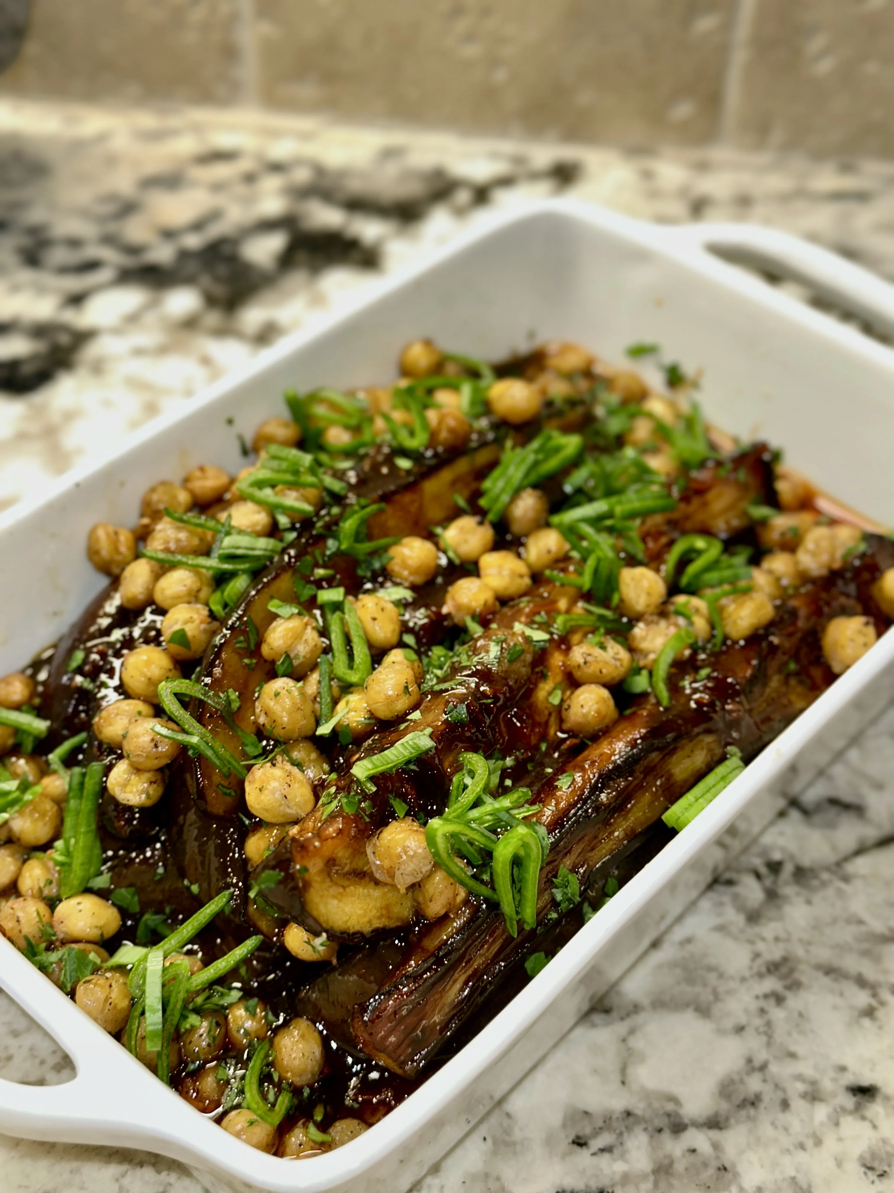 Miso Glazed Eggplant with Chickpeas